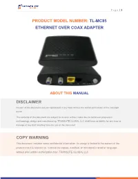 Tl-Mc85 Ethernet Over Coax Adapter Disclaimer Copy Warning