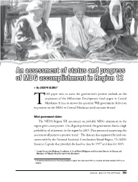 An Assessment of Status and Progress of MDG Accomplishment in Region 12