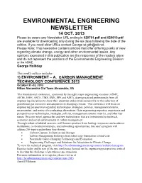 Environmental Engineering Newsletter 14 Oct