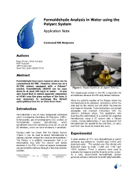 Formaldehyde Analysis in Water Using the Polyarc System