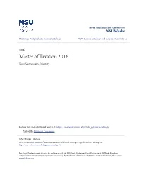 Master of Taxation 2016 Nova Southeastern University