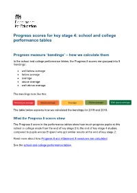 Progress Scores for Key Stage 4: School and College Performance Tables