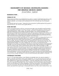TRANSCRIPTS of MICHAEL CHANNELING SESSIONS - the ORIGINAL MICHAEL GROUP (Second Edition - Updated)