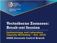 Vectorborne Zoonoses: Break-Out Session Epidemiology and Laboratory Capacity Workshop – Oct