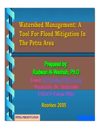 Watershed Management: a Tool for Flood Mitigation in the Petra Area