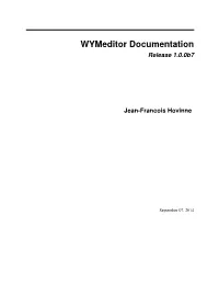 Wymeditor Documentation Release 1.0.0B7