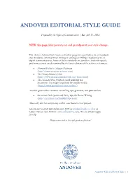 Andover Editorial Style Guide