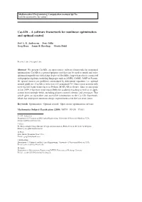 Casadi – a Software Framework for Nonlinear Optimization and Optimal Control