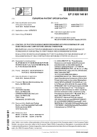 Control of Phytopathogenic Microorganisms with Pseudomonas Sp. and Substances and Compositions Derived Therefrom