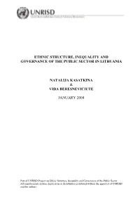 Ethnic Structure, Inequality and Governance of the Public Sector in Lithuania