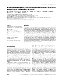 Parasite Assemblages Distinguish Populations of a Migratory Passerine on Its Breeding Grounds K