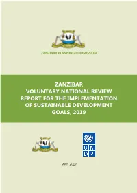 Zanzibar Voluntary National Review Report for the Implementation of Sustainable Development Goals, 2019