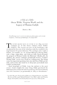 A Tale of a Table: Oscar Wilde, Virginia Woolf, and the Legacy of Thomas Carlyle