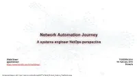 Network Automation Journey