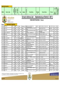 Schools Address List - Alphabetical Per District 2021 THABO MOFUTSANYANA: Schools