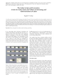 The Indus Script and Economics. a Role for Indus Seals and Tablets in Rationing and Administration of Labor