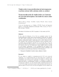 Triglyceride Transesterification in Heterogeneous Reaction System with Calcium Oxide As Catalyst