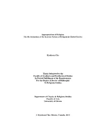 Appropriation of Religion: the Re-Formation of the Korean Notion of Religion in Global Society