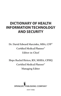 Dictionary of Health Information Technology and Security