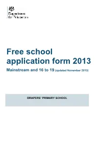 Free School Application Form 2013 Mainstream and 16 to 19 (Updated November 2013)