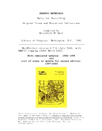 Graphic Materials: Rules for Describing Original Items and Historical Collections