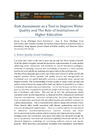 Risk Assessment As a Tool to Improve Water Quality and the Role of Institutions of Higher Education