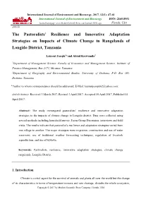 The Pastoralists' Resilience and Innovative Adaptation Strategies On