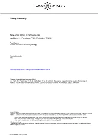 Tilburg University Response Styles in Rating Scales Van Herk, H