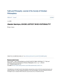 Alasdair Macintyre, WHOSE JUSTICE? WHICH RATIONALITY?