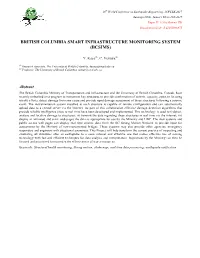 British Columbia Smart Infrastructure Monitoring System (Bcsims)