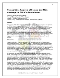 Comparative Analysis of Female and Male Coverage on ESPN's