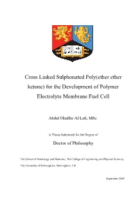 Cross Linked Sulphonated Poly(Ether Ether Ketone) for the Development of Polymer Electrolyte Membrane Fuel Cell