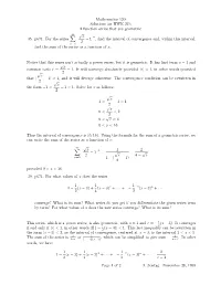 Mathematics 120 Solutions for HWK 21B 2 Function Series That Are Geometric