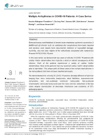 Multiple Arrhythmias in COVID-19 Patients: a Case Series