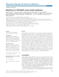 Mutations in CDK5RAP2 Cause Seckel Syndrome Go¨ Khan Yigit1,2,3,A, Karen E