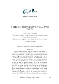 Notes on the Theory of Quantum Clock