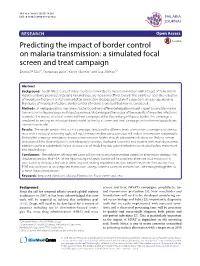 Predicting the Impact of Border Control on Malaria Transmission