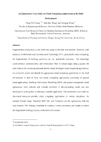1 an Explanatory Case Study on Cloud Computing Applications In