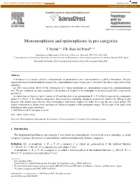 Monomorphisms and Epimorphisms in Pro-Categories