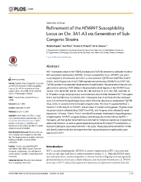 Refinement of the HIVAN1 Susceptibility Locus on Chr. 3A1-A3 Via Generation of Sub- Congenic Strains