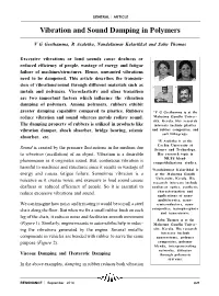Vibration and Sound Damping in Polymers