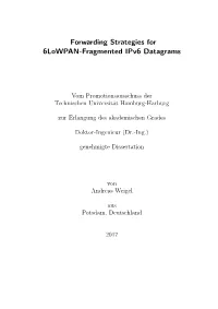 Forwarding Strategies for 6Lowpan-Fragmented Ipv6 Datagrams