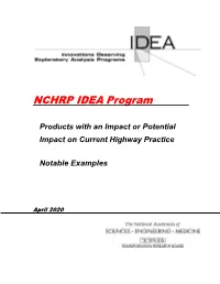 NCHRP-IDEA Program Quarterly Report