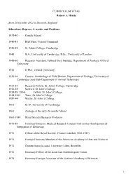 Robert Hinde Curriculum Vitae