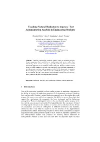 Teaching Natural Deduction to Improve Text Argumentation Analysis in Engineering Students