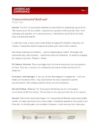 Transcontinental Railroad Transcript