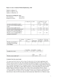 1 Report of Course Evaluation Medical Epidemiology, 2020 Number Of