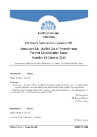 Annotated Marshalled List of Amendments Further Consideration Stage Monday 19 October 2015