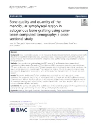 Bone Quality and Quantity of the Mandibular Symphyseal Region In