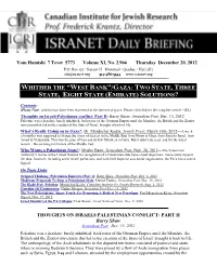 Gaza: Two State, Three State, Eight State (Emirate) Solutions?